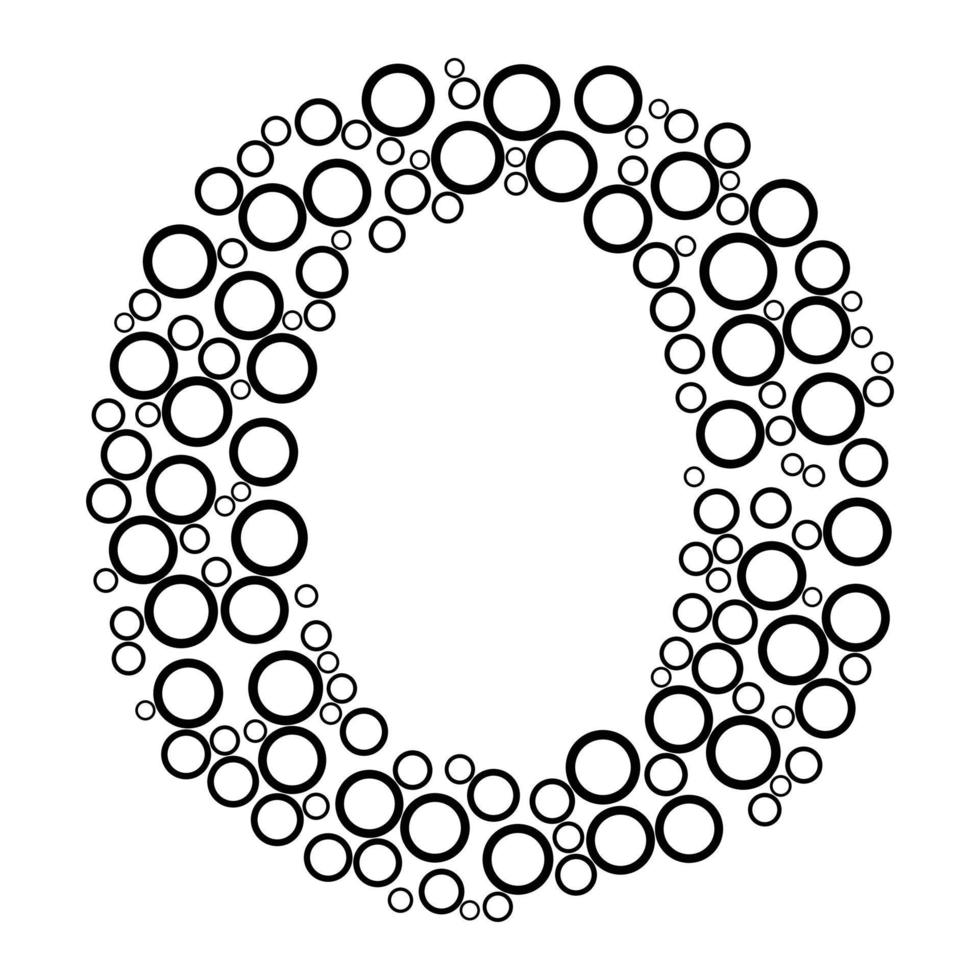 Alphabet letter o with dot style for coloring book vector