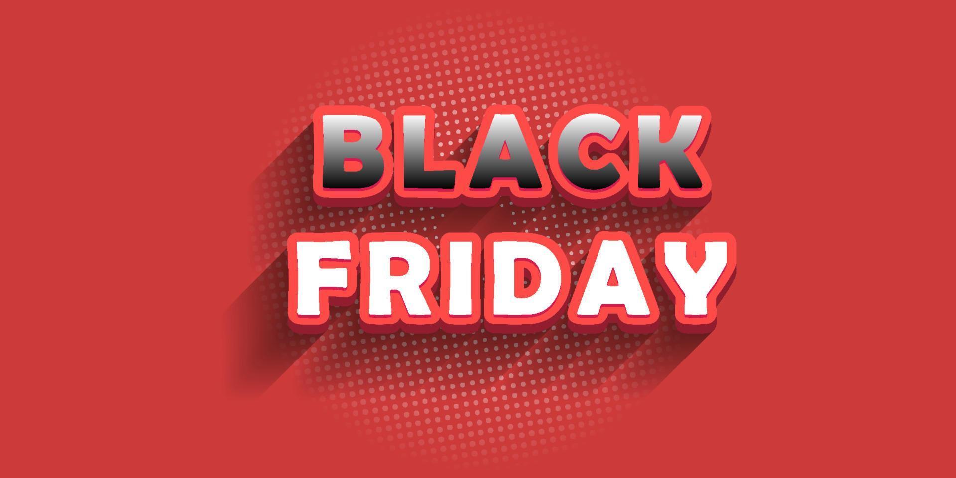 Black friday sale poster or banner on red background and 3d black and white lettering vector