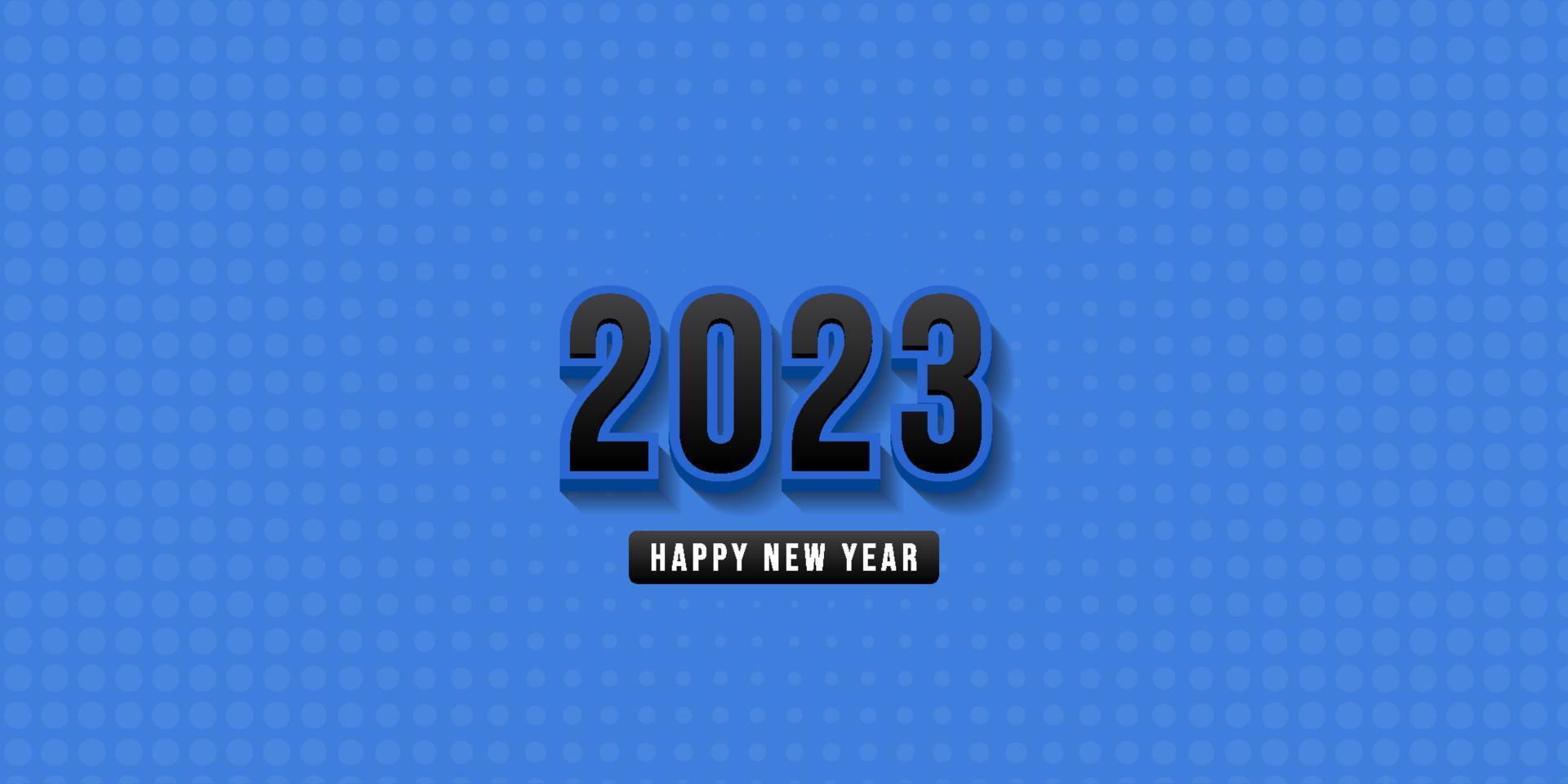 Happy new year 2023 vector blue halftone background