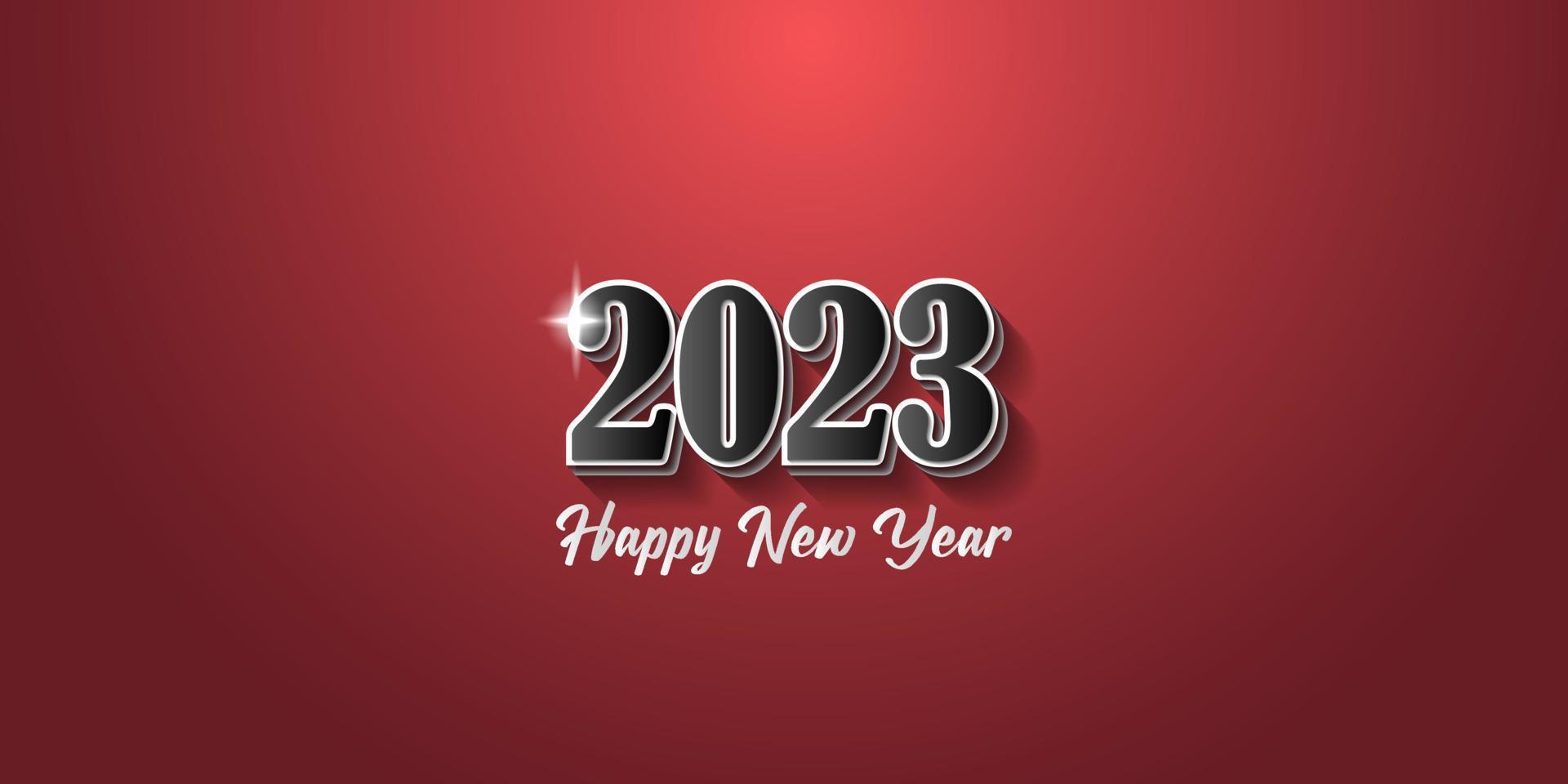 2023 new year number design, red background and black numbers vector