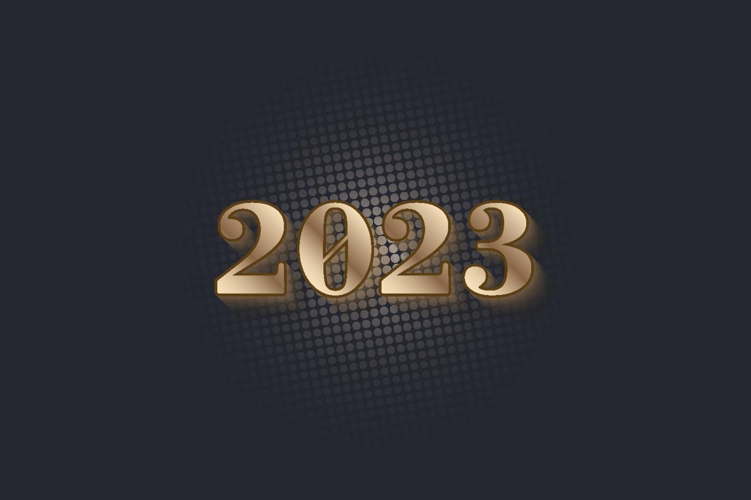 gold color 2023 3d logo design,  happy new year 2023 background vector
