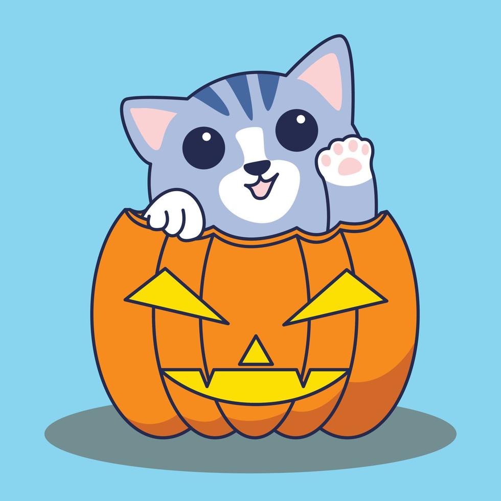 cute cat party in hallowen day vector