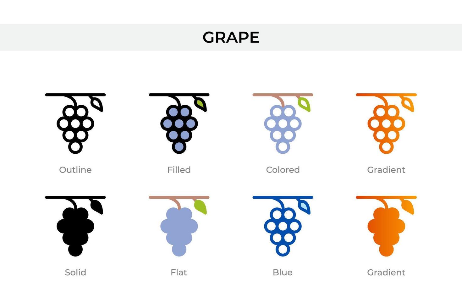 grape icon in different style. grape vector icons designed in outline, solid, colored, filled, gradient, and flat style. Symbol, logo illustration. Vector illustration