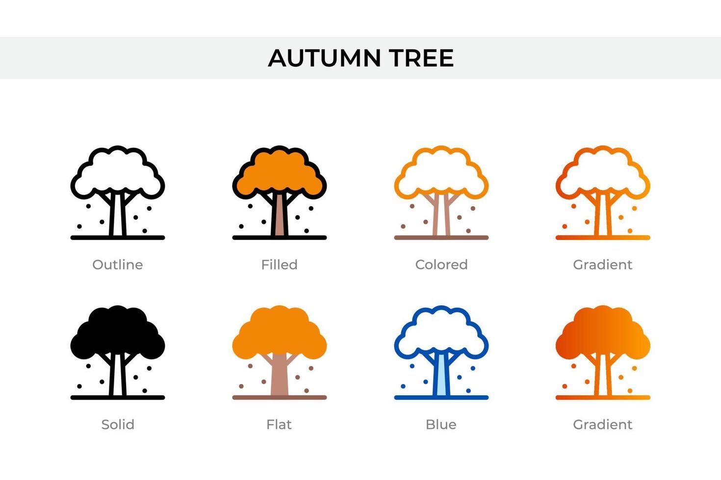 autumn tree icon in different style. autumn tree vector icons designed in outline, solid, colored, filled, gradient, and flat style. Symbol, logo illustration. Vector illustration