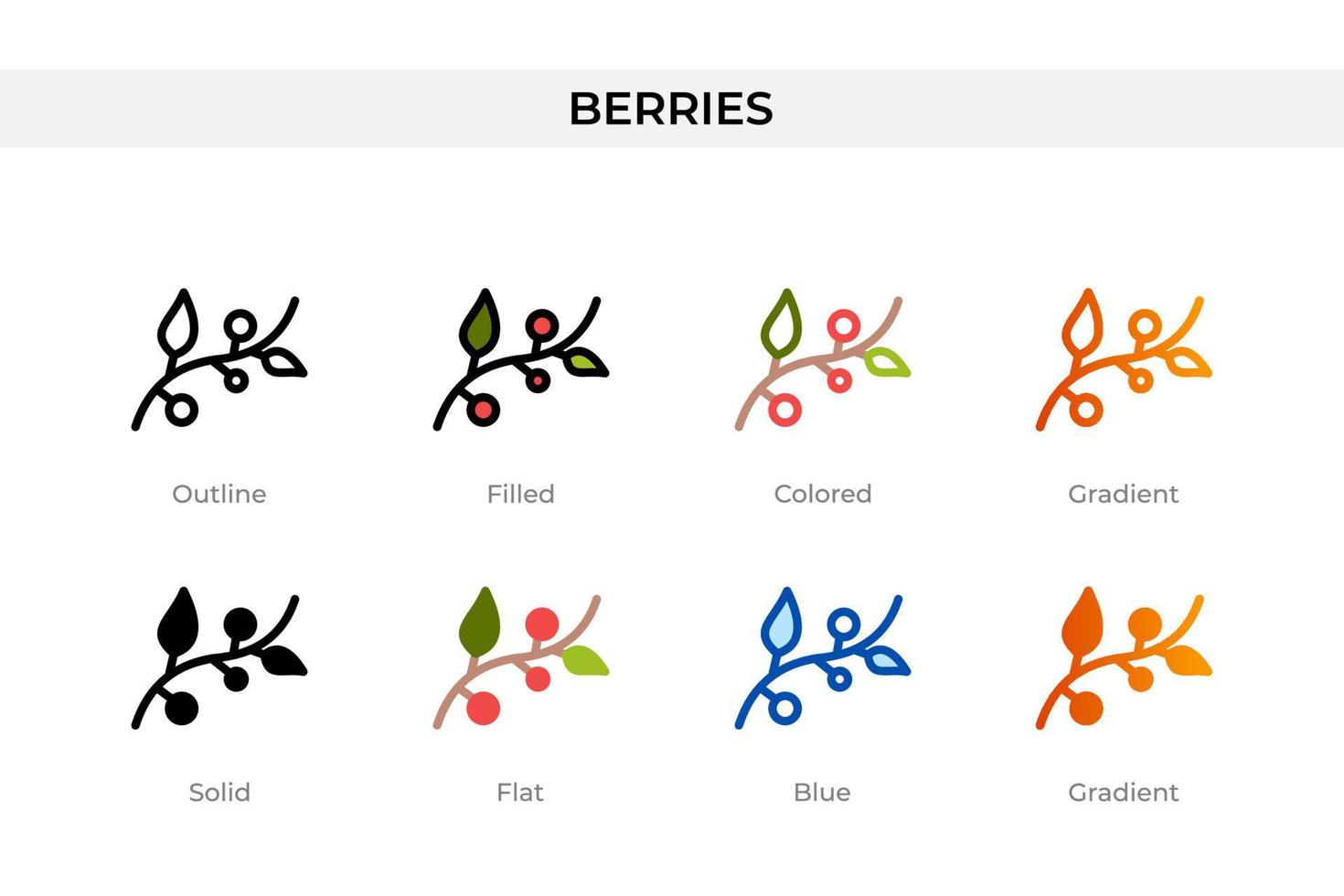 berries icon in different style. berries vector icons designed in outline, solid, colored, filled, gradient, and flat style. Symbol, logo illustration. Vector illustration