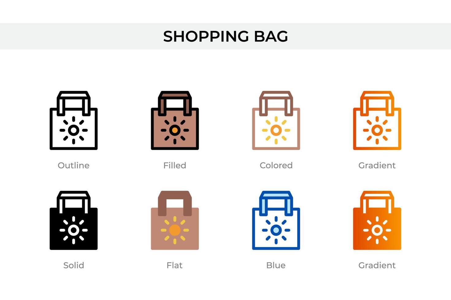 shopping bag icon in different style. shopping bag vector icons designed in outline, solid, colored, filled, gradient, and flat style. Symbol, logo illustration. Vector illustration