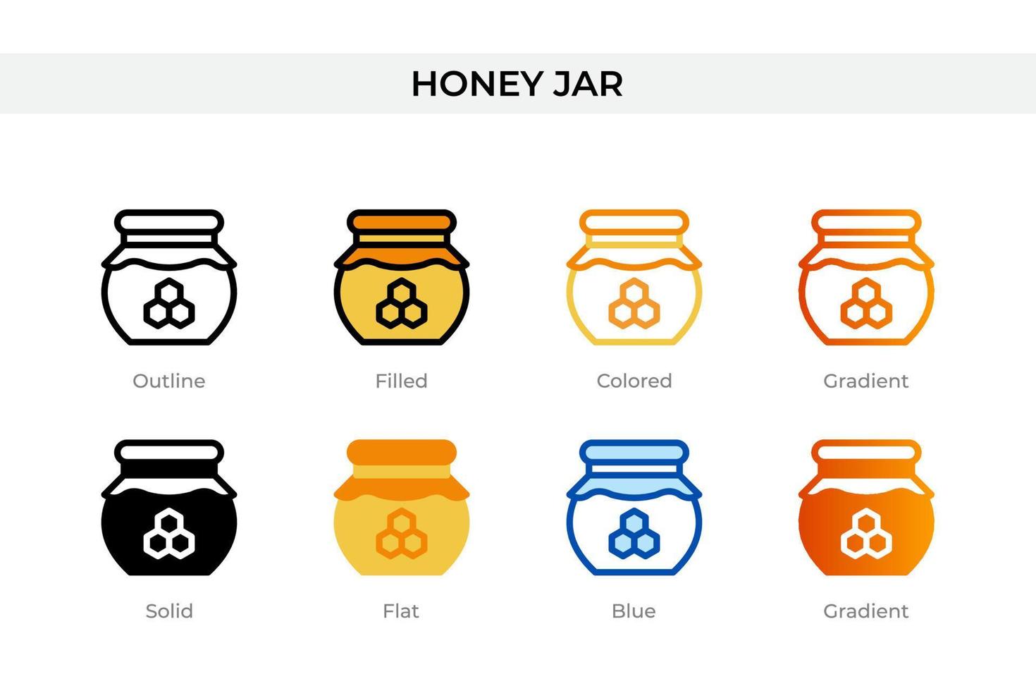 honey jar icon in different style. honey jar vector icons designed in outline, solid, colored, filled, gradient, and flat style. Symbol, logo illustration. Vector illustration