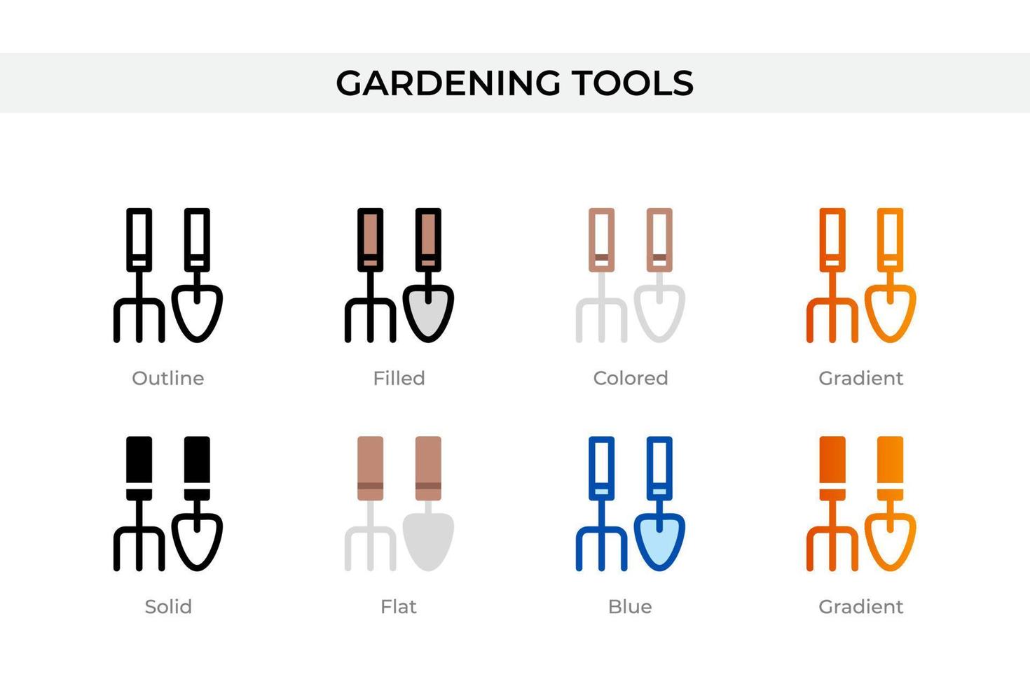 gardening tools icon in different style. gardening tools vector icons designed in outline, solid, colored, filled, gradient, and flat style. Symbol, logo illustration. Vector illustration