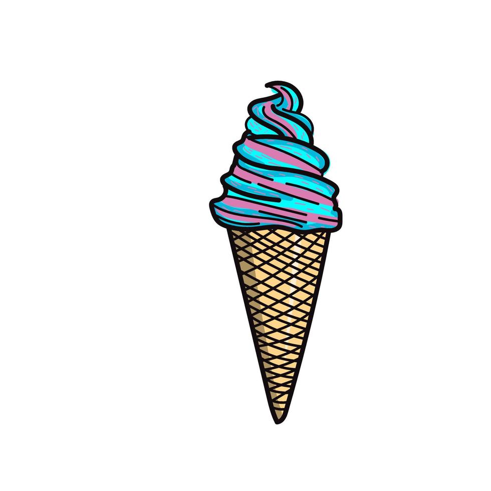 hand draw ice cream cone 4 vector