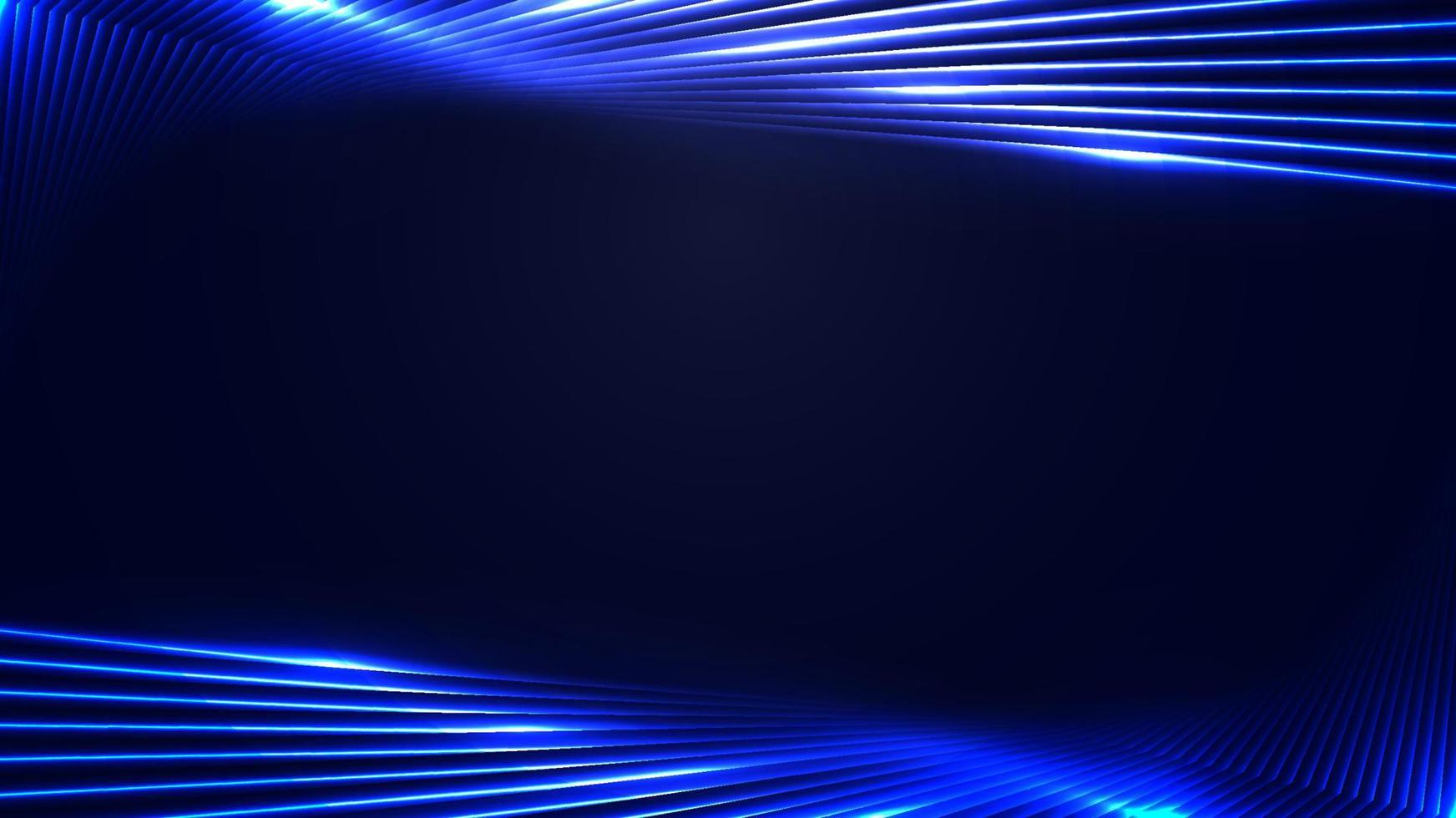 tecnología abstracta concepto futurista luz de neón azul líneas láser banner plantilla web con efecto de iluminación sobre fondo oscuro vector