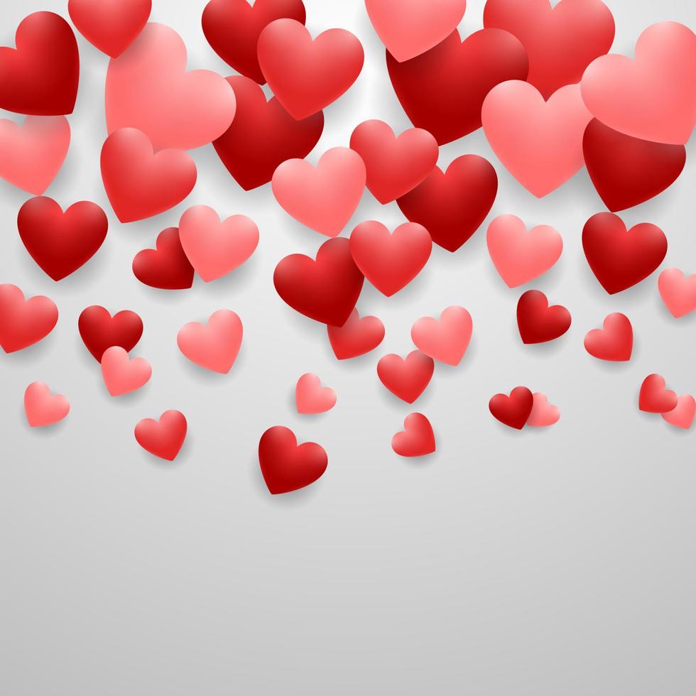 Happy valentines day greeting card with red heart on white background vector