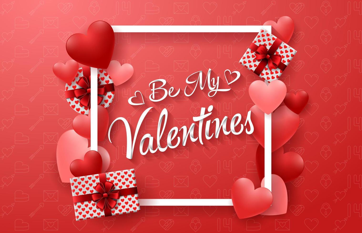 Happy valentines day background with red heart vector