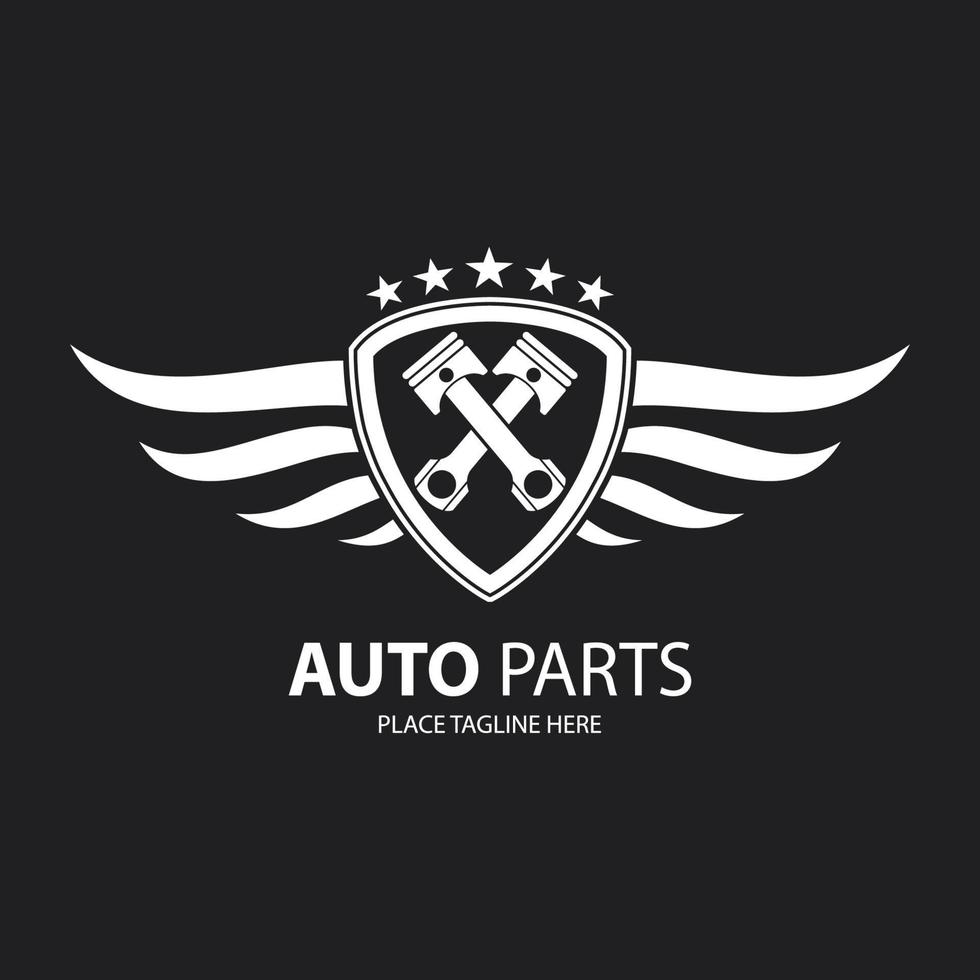 Auto parts icon and winged wheel. vector illustration