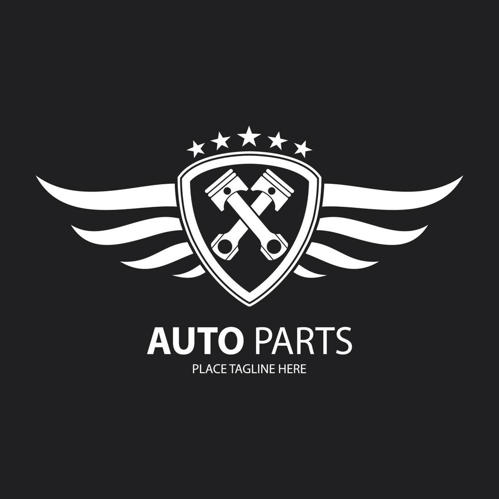 Auto parts icon and winged wheel. vector illustration