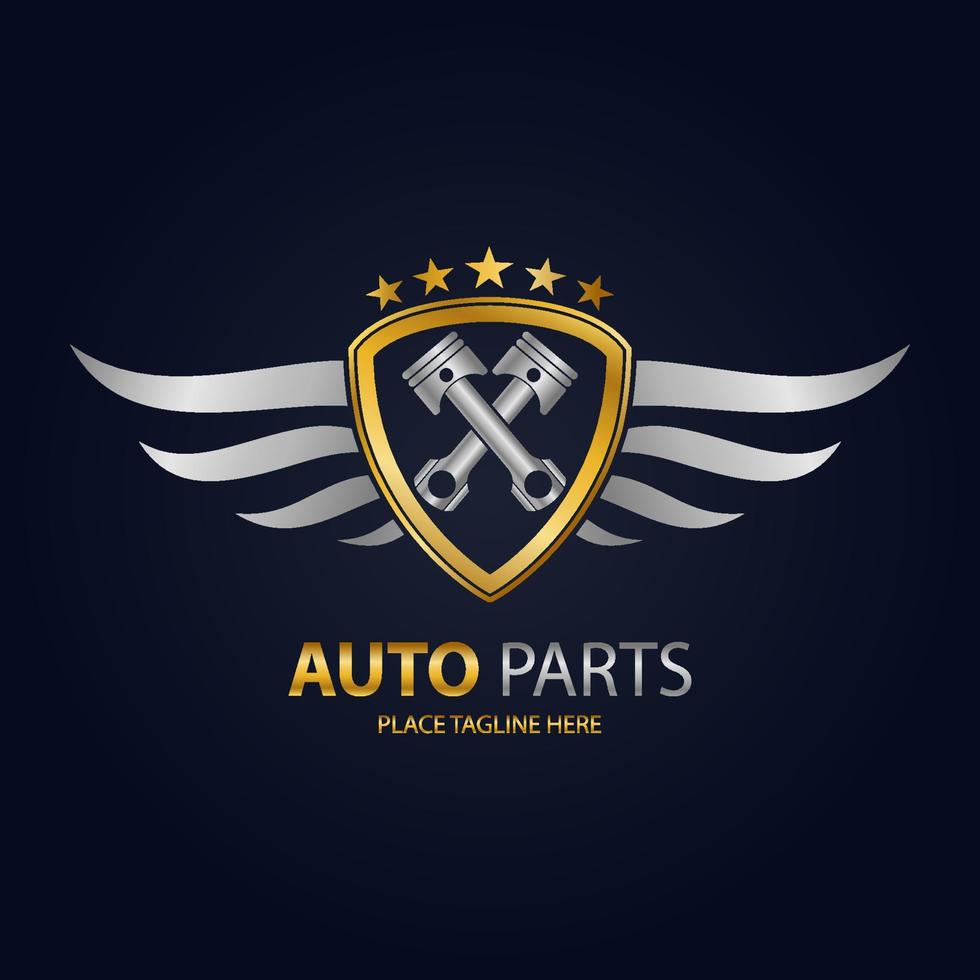 Auto parts icon and winged wheel. vector illustration