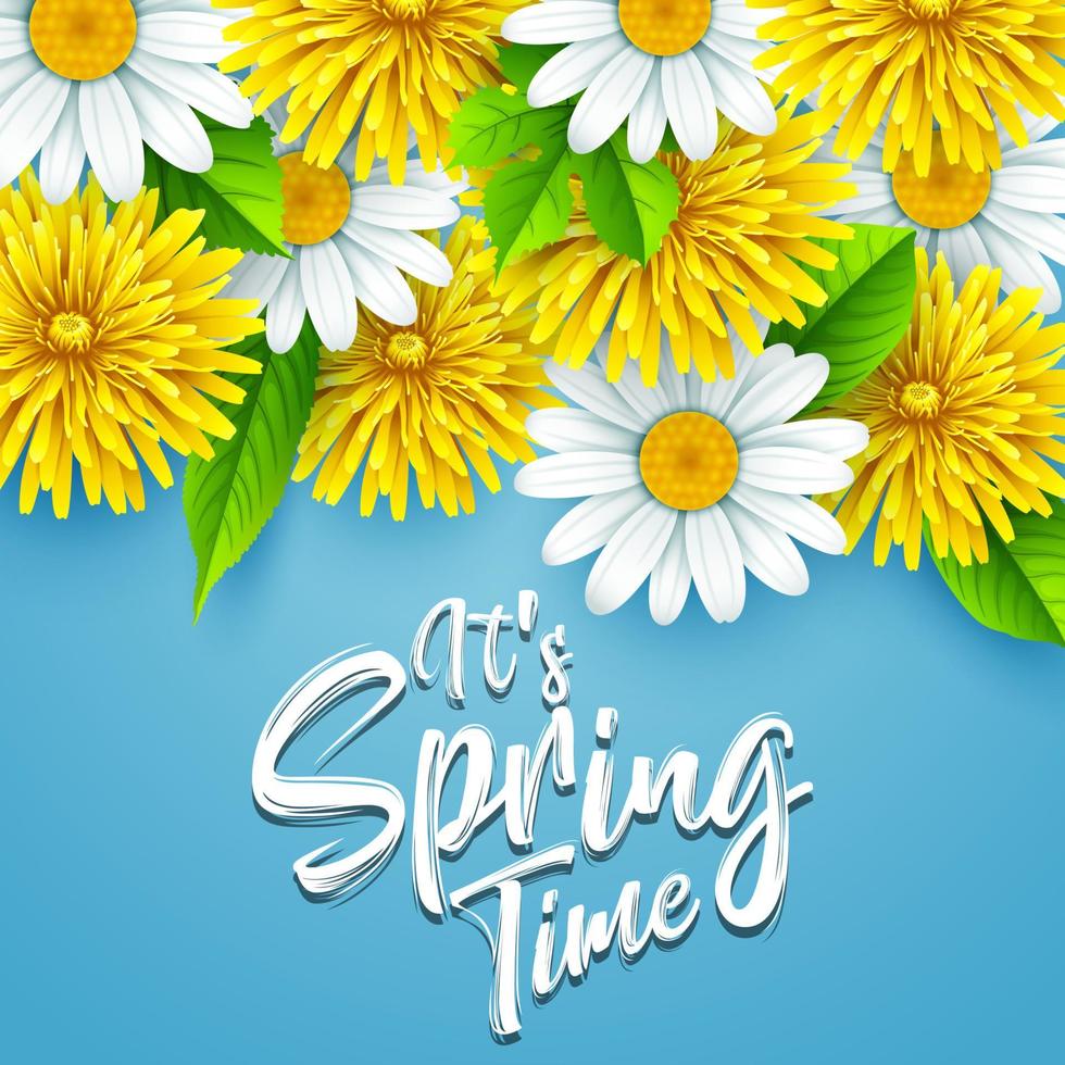 Spring background with several flower wreath. vector illustration