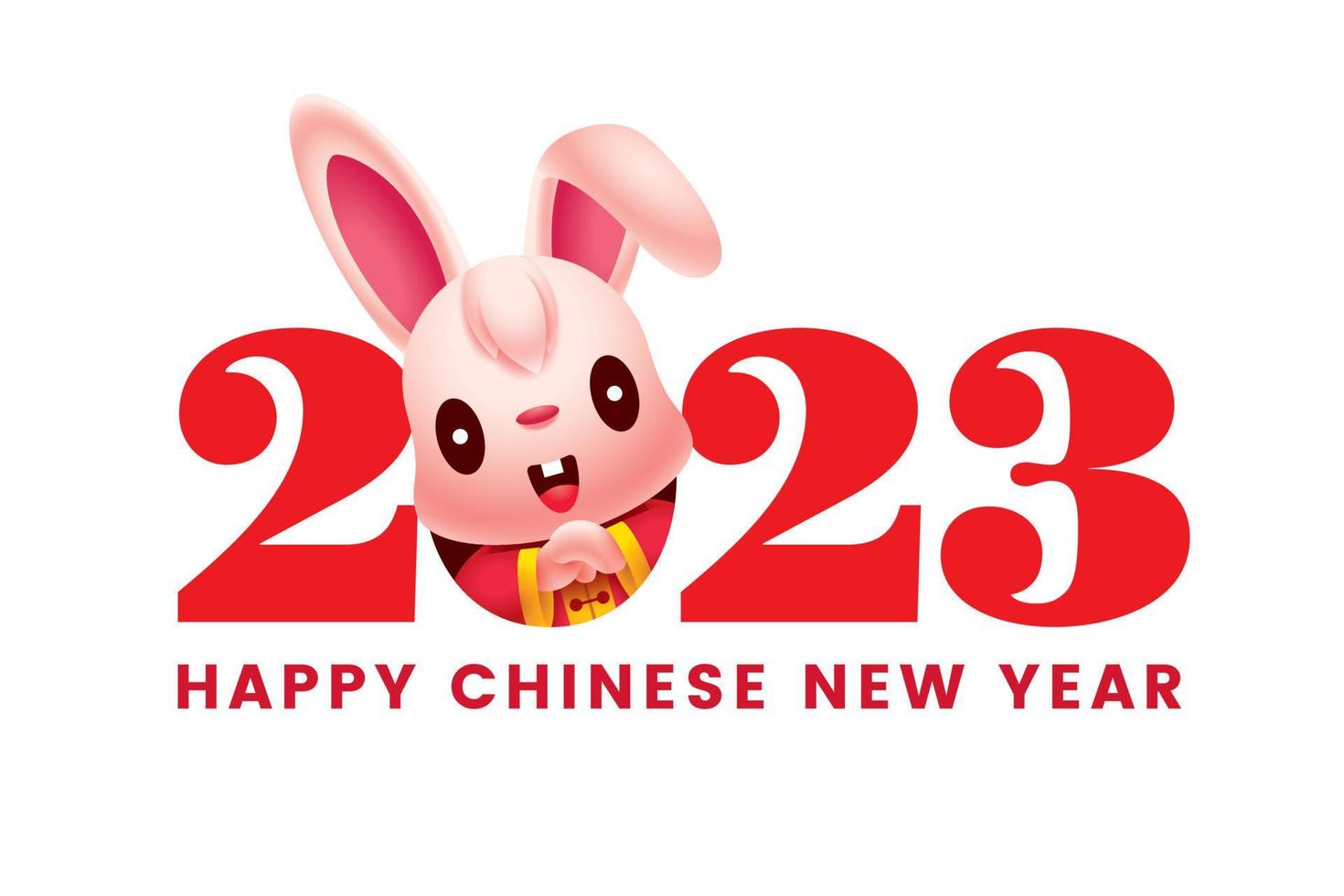 Cute rabbit cartoon character greeting chinese new year 2023 banner design. Year of the rabbit zodiac vector