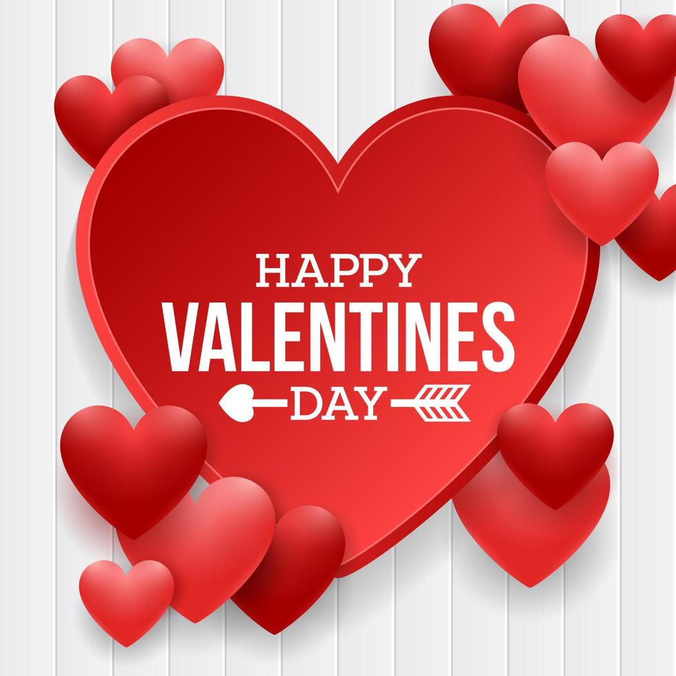 Happy valentines day background with red heart vector