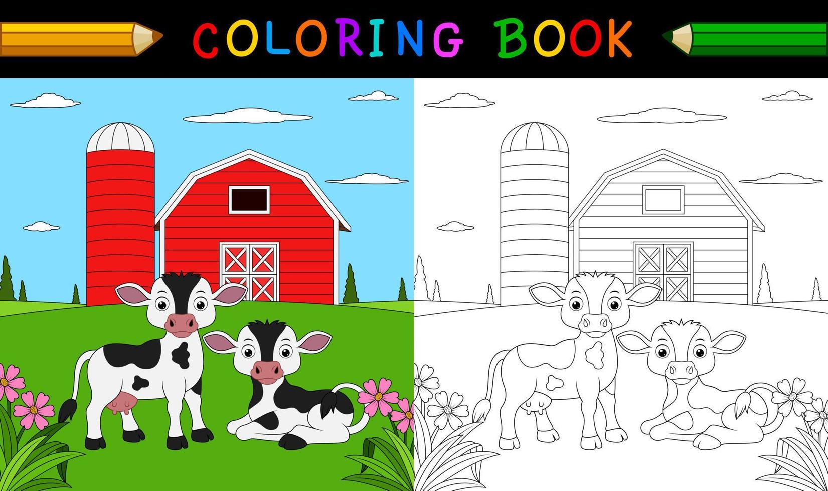 Cartoon cow coloring book vector