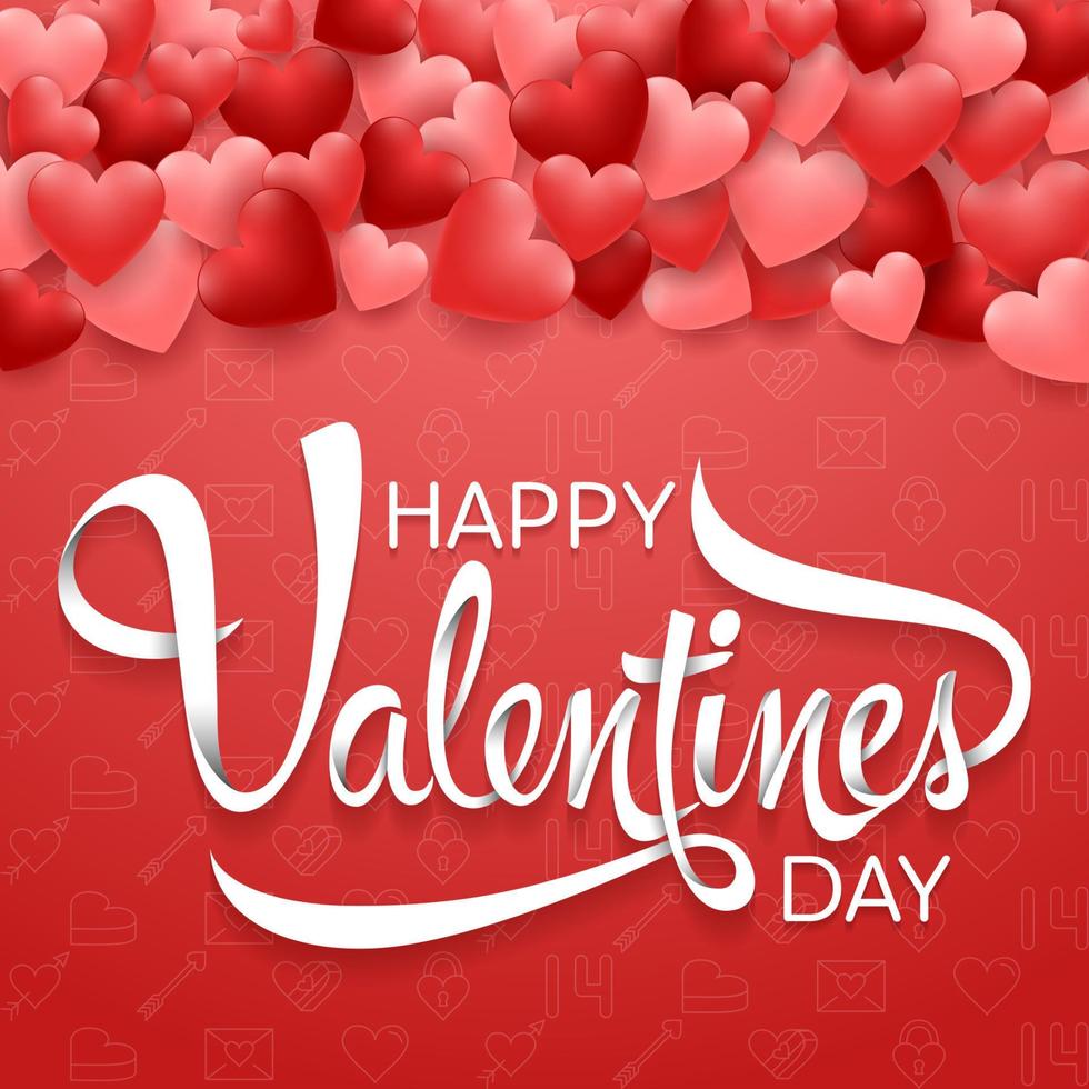 Happy valentines day background with red heart vector