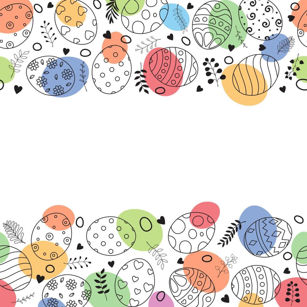 Doodle of easter eggs set collection with ornaments and colored eggs on white background vector