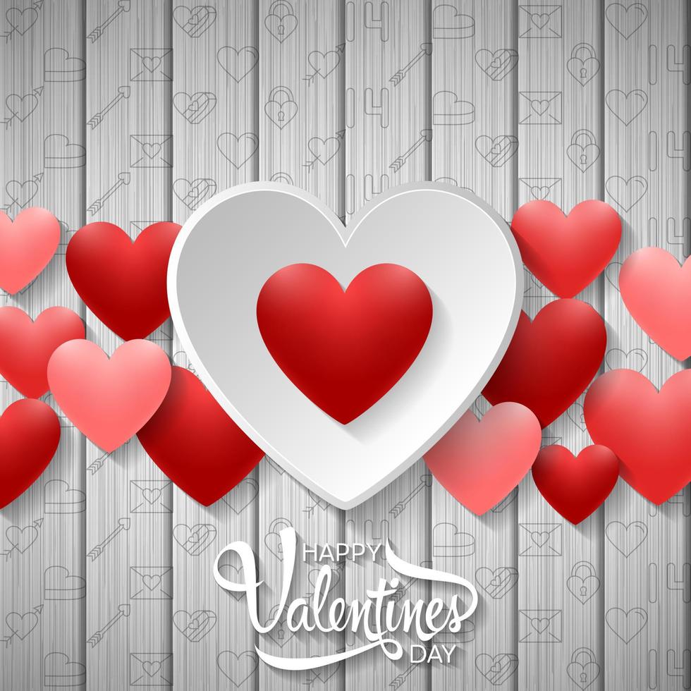 Happy valentines day background with red heart vector