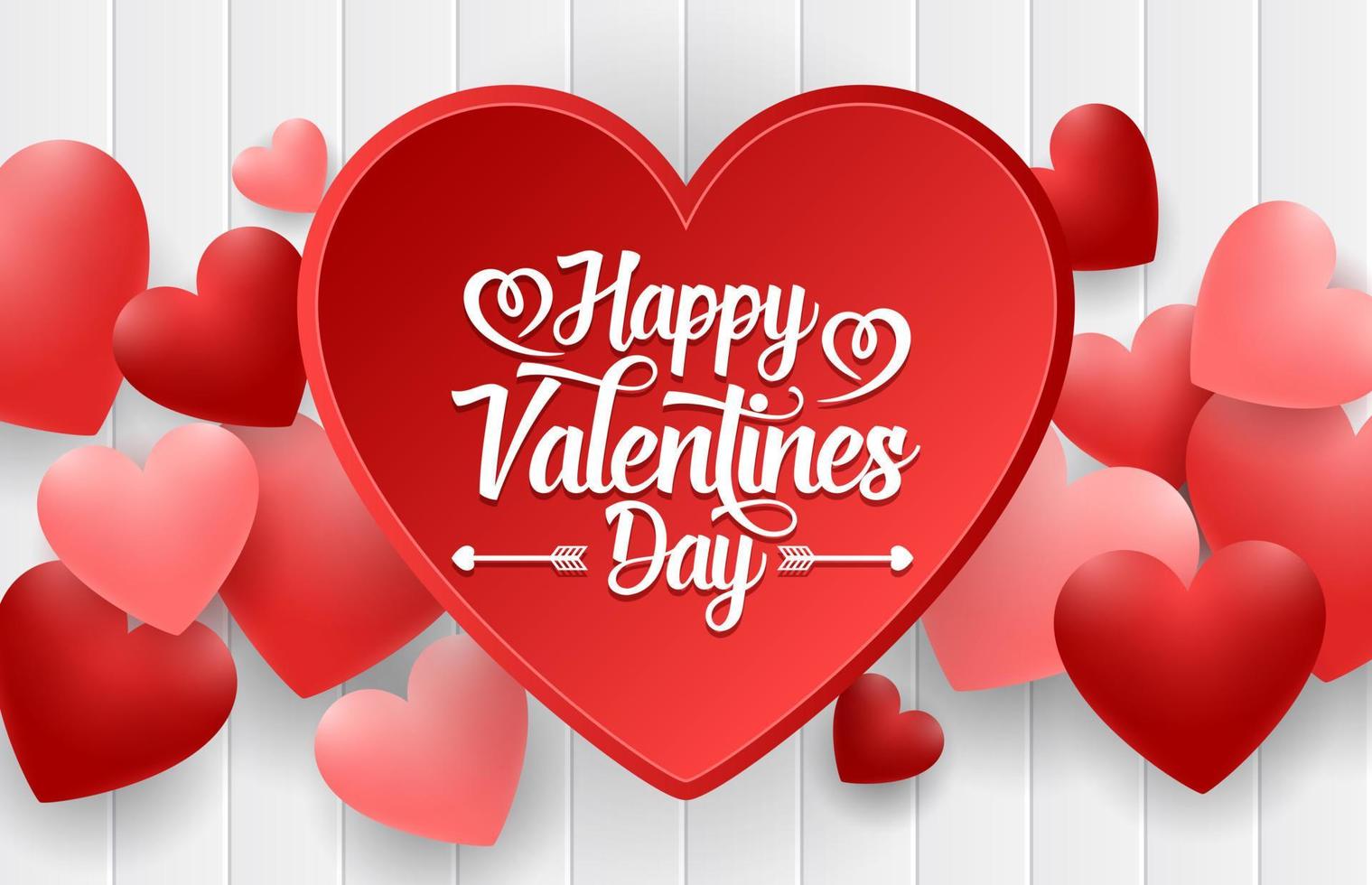 Happy valentines day background with red heart vector