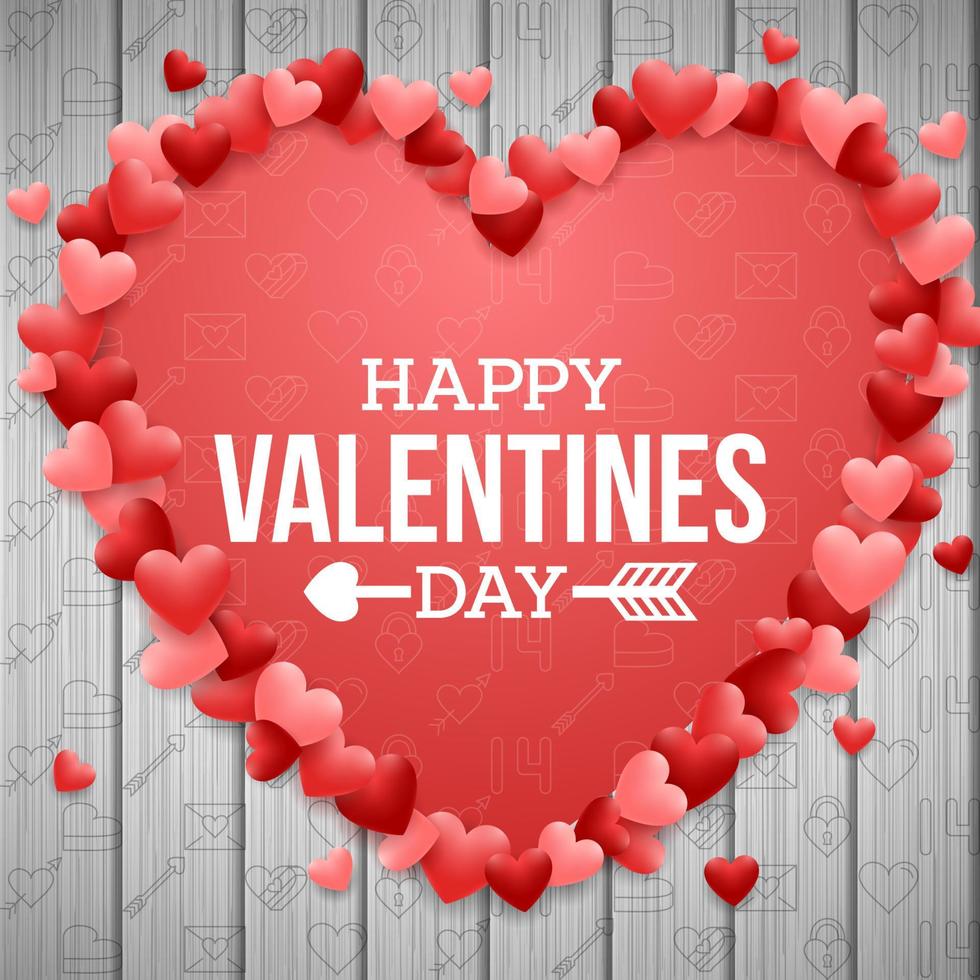 Happy valentines day background with red heart vector