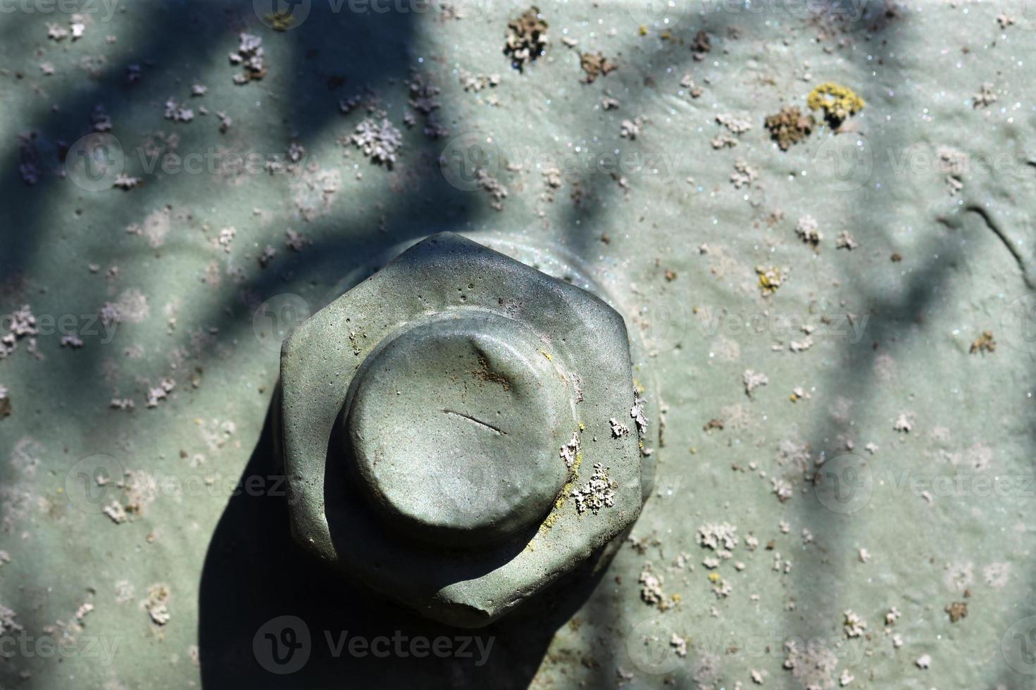 Detailed close up view on metal screws in high resolution. photo