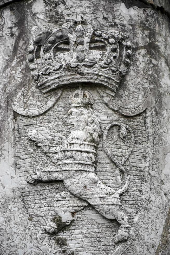 Friedrichsdorf, Germany, 2014. Crest below the bust of Frederick II in Friedrichsdorf photo