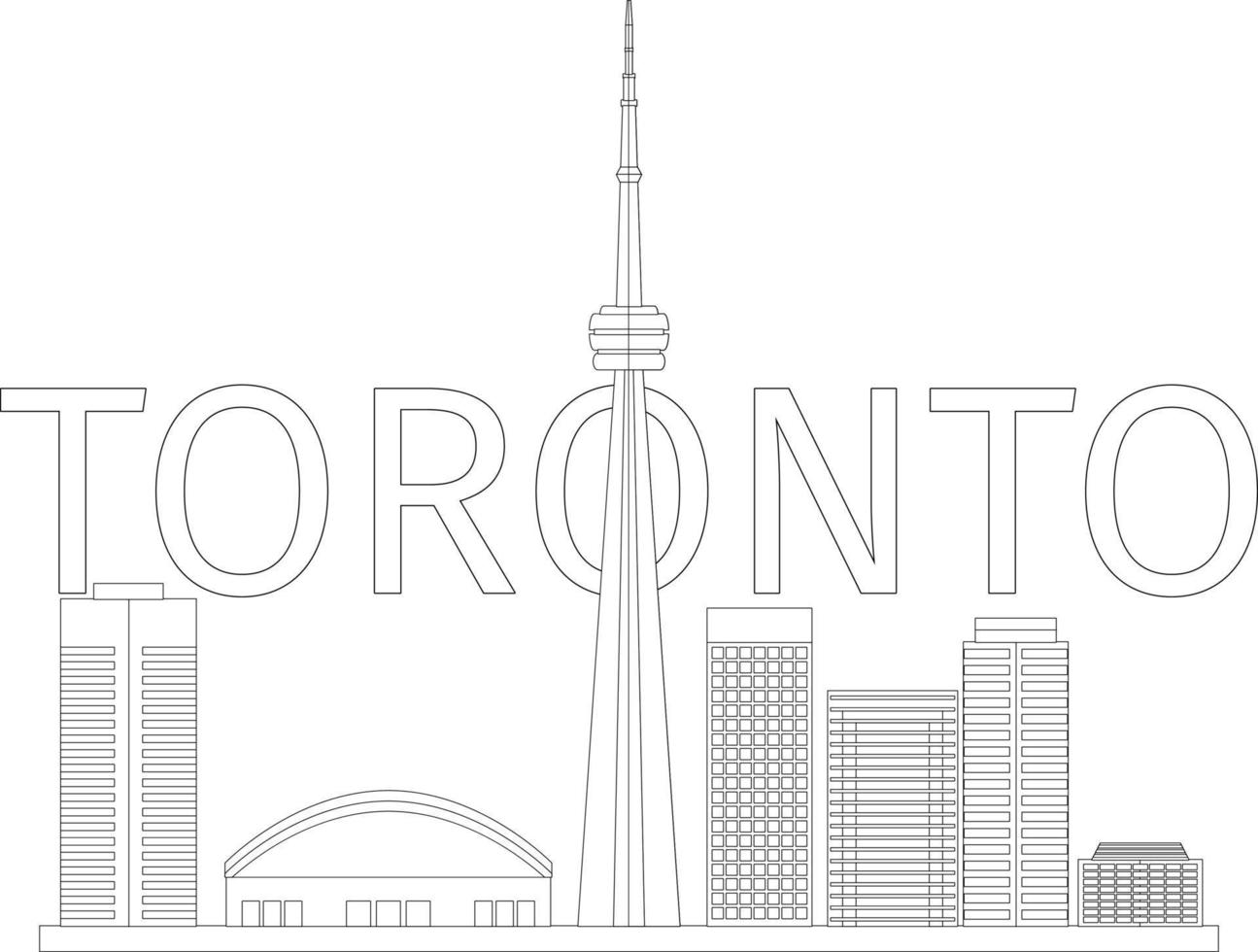 Toronto coloring page, building coloring page, modern building coloring page. vector