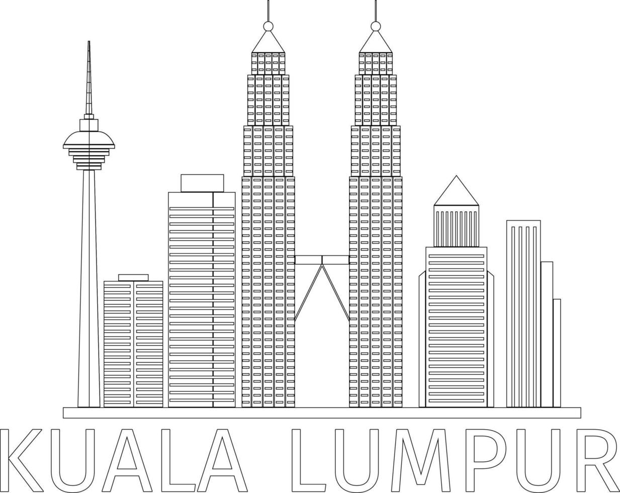 kualalumpur para colorear, edificio para colorear, edificio moderno para colorear. vector