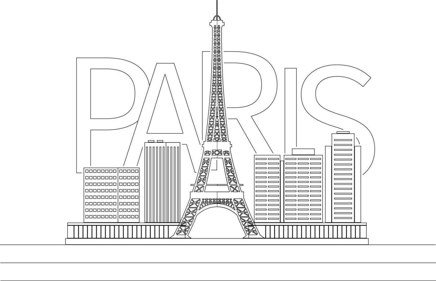 página para colorear de París. dibujo de edificio para colorear, dibujo de edificio moderno para colorear. vector