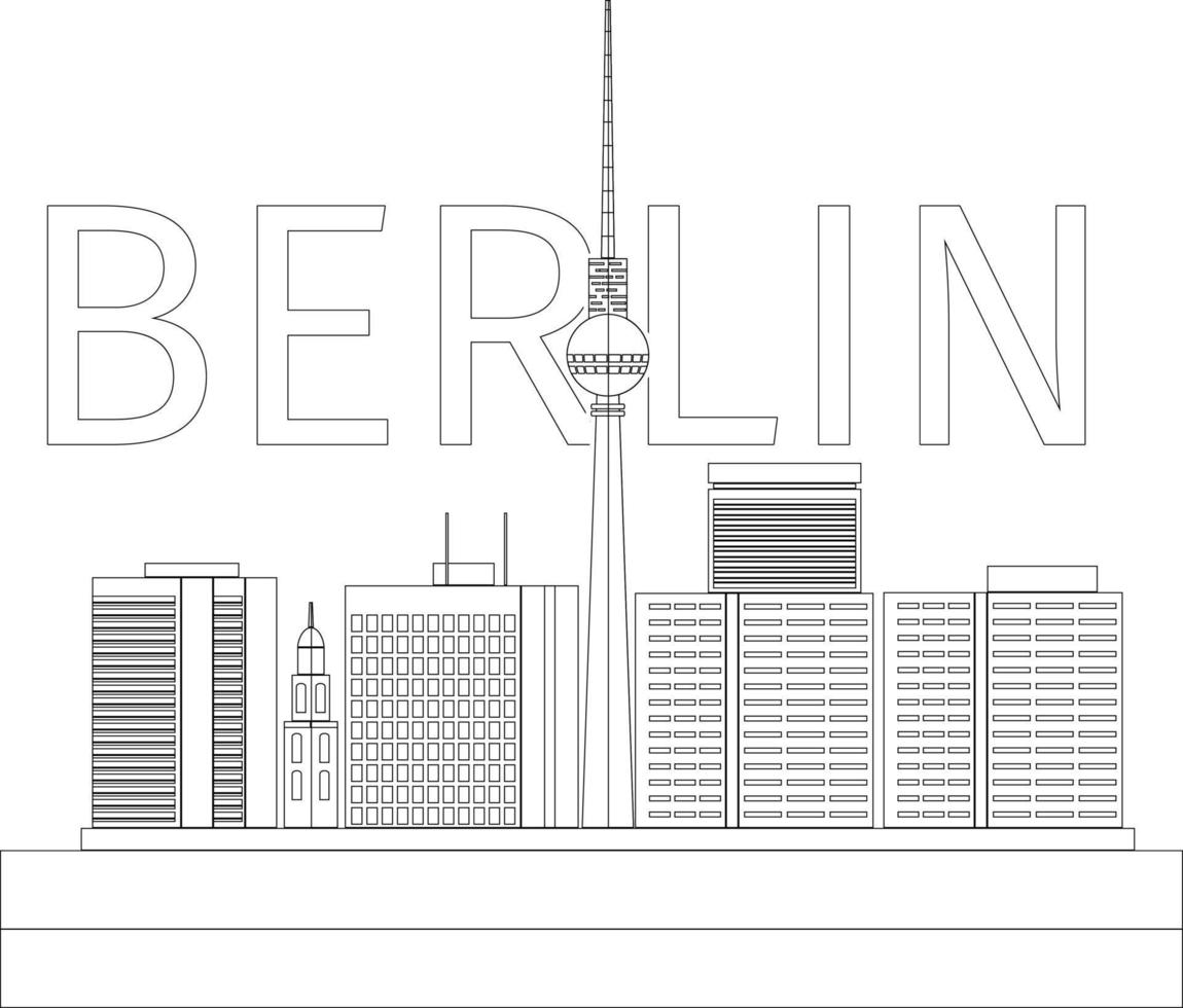 Berlín para colorear, edificio para colorear, edificio moderno para colorear. vector