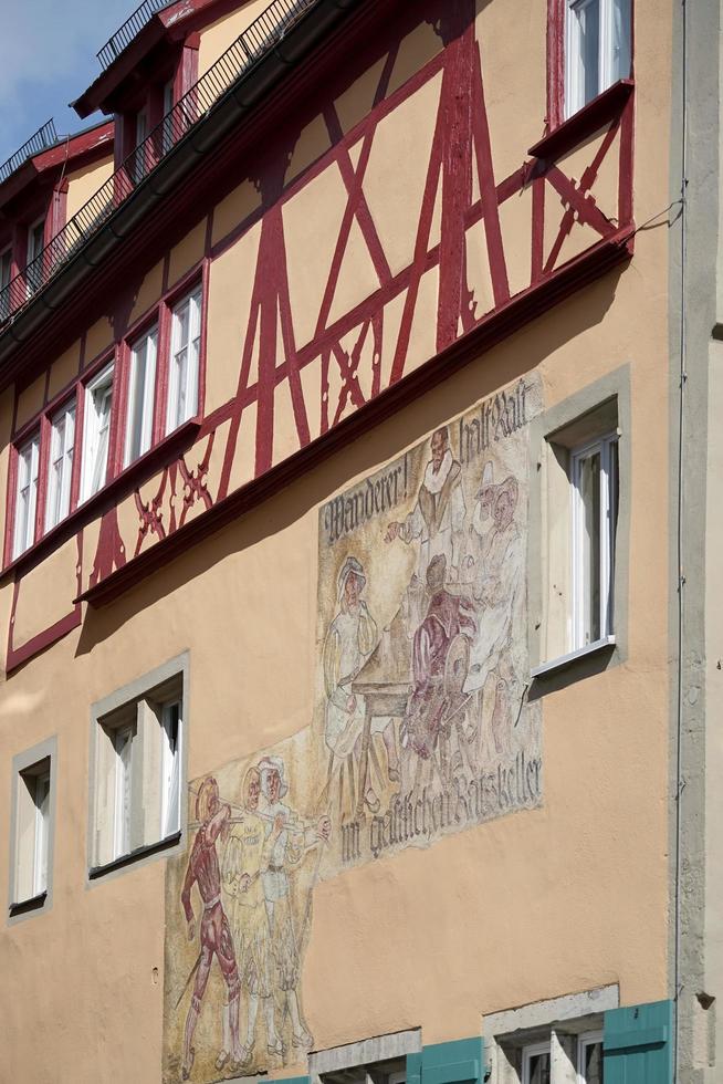 Rothenburg, Germany, 2014. Mural on a colourful house in Rothenburg photo