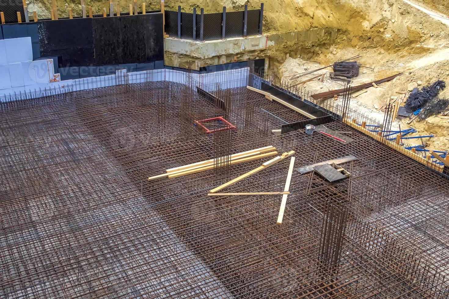 Formwork for the realization of a Foundation of a new building on a construction site photo