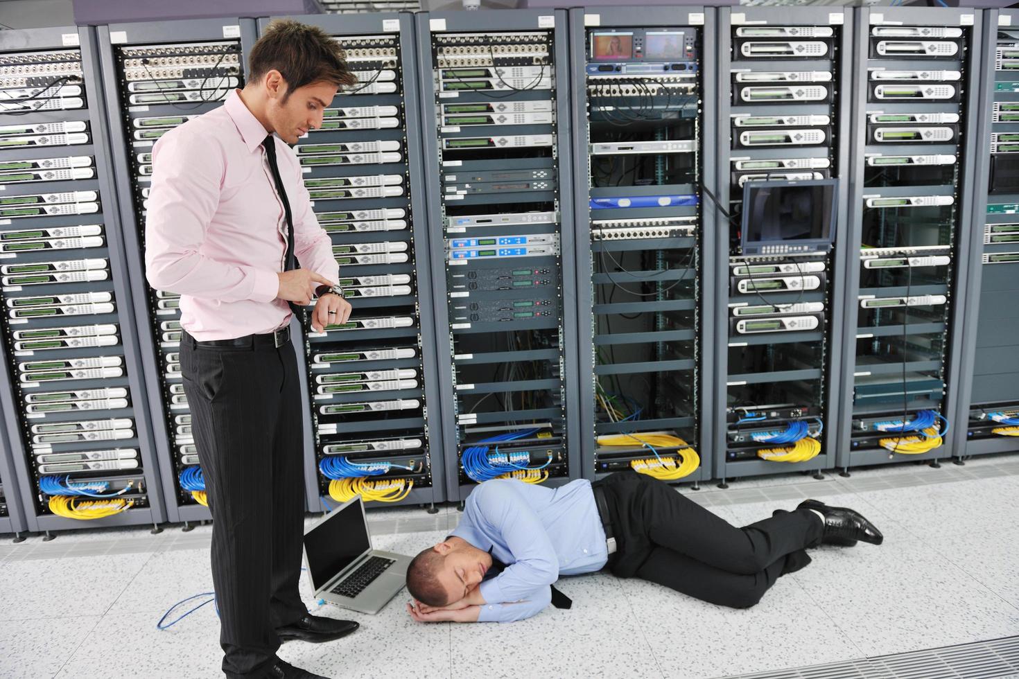 system fail situation in network server room photo