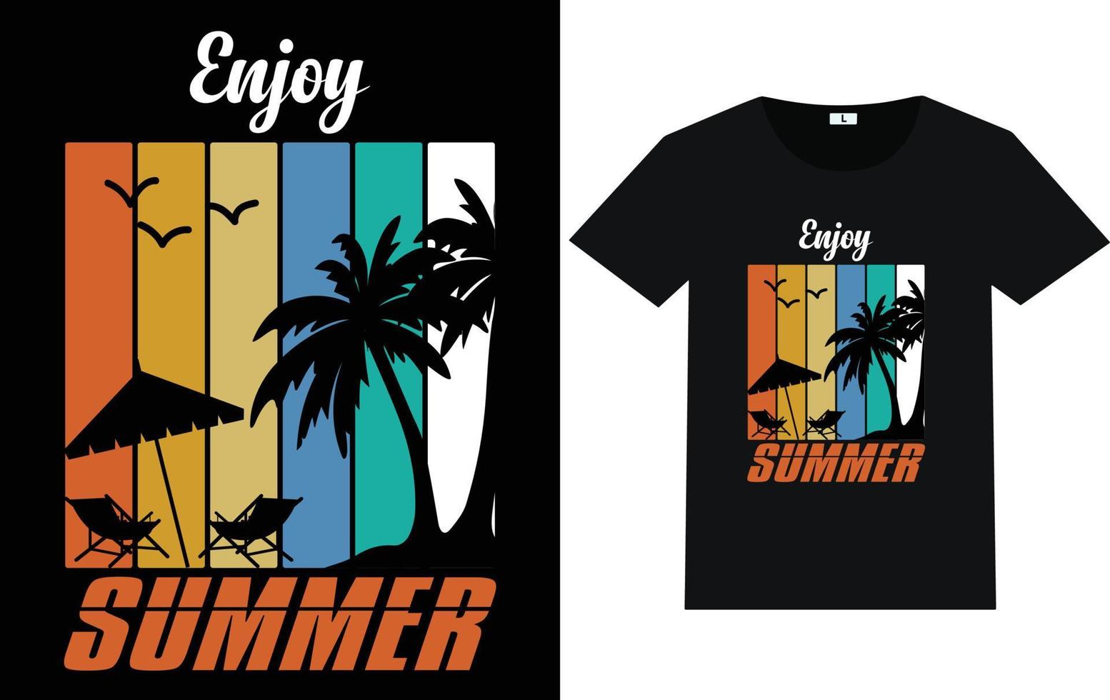 Summer Typography and Graphic T shirt Design vector