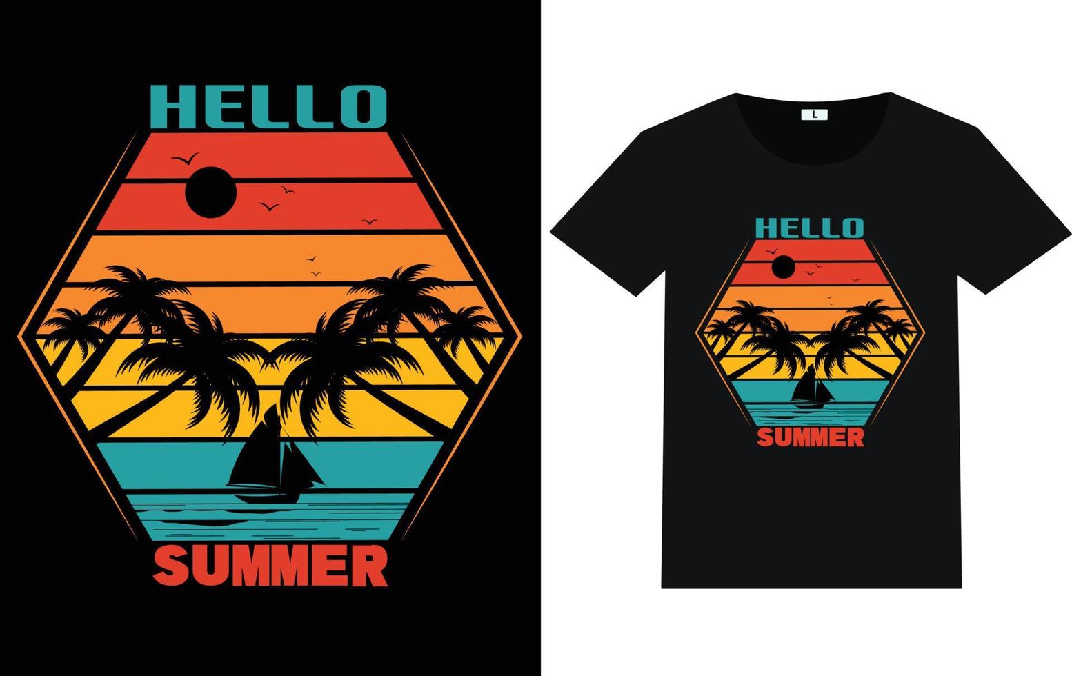 Summer Typography and Graphic T shirt Design vector