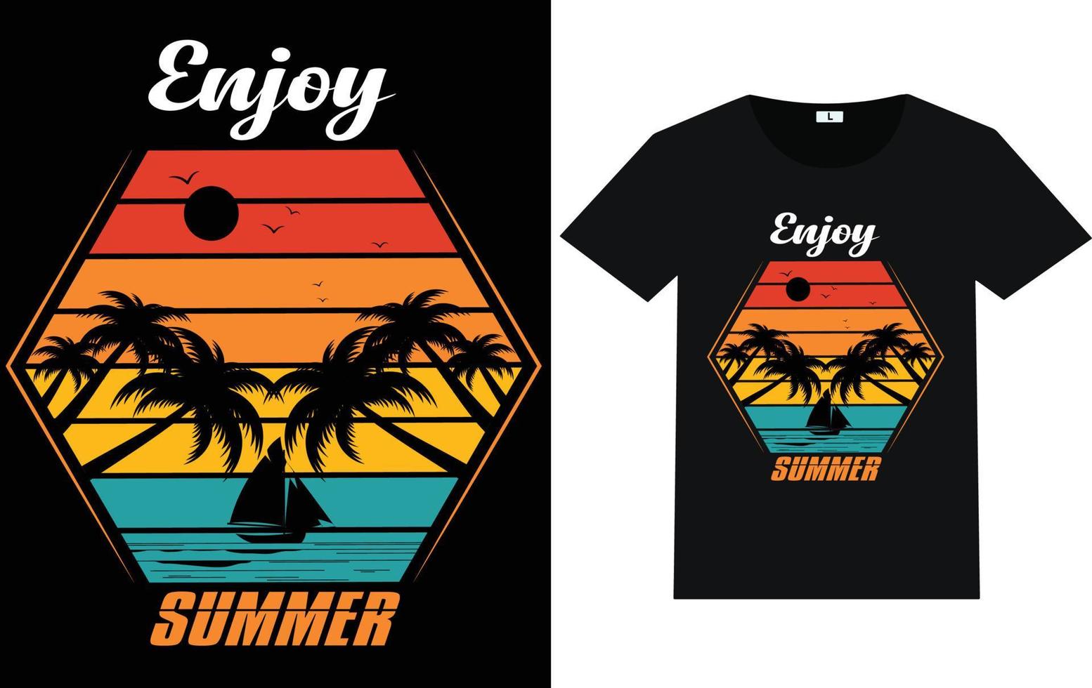 Summer Typography and Graphic T shirt Design vector