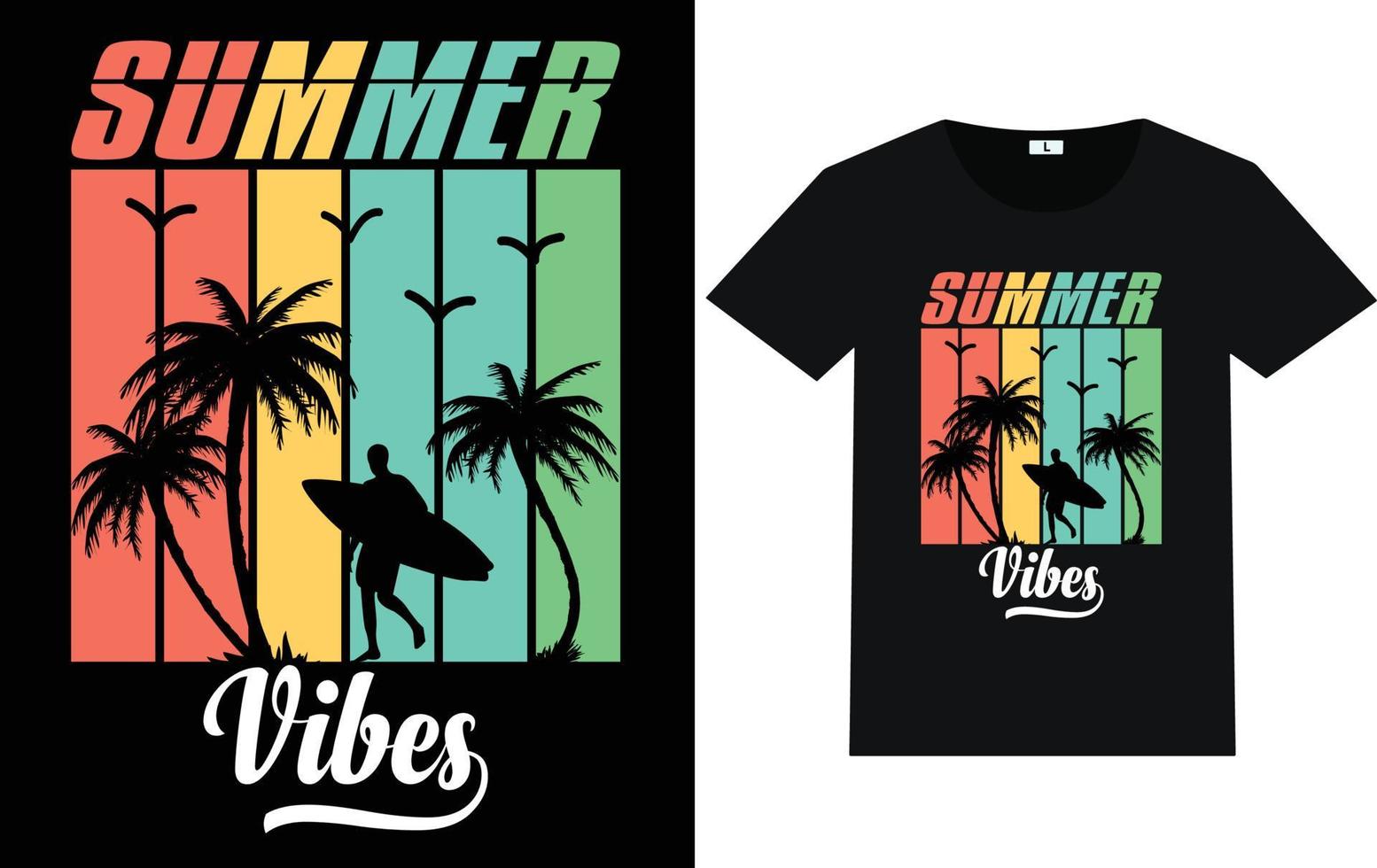 Summer Typography and Graphic T shirt Design vector