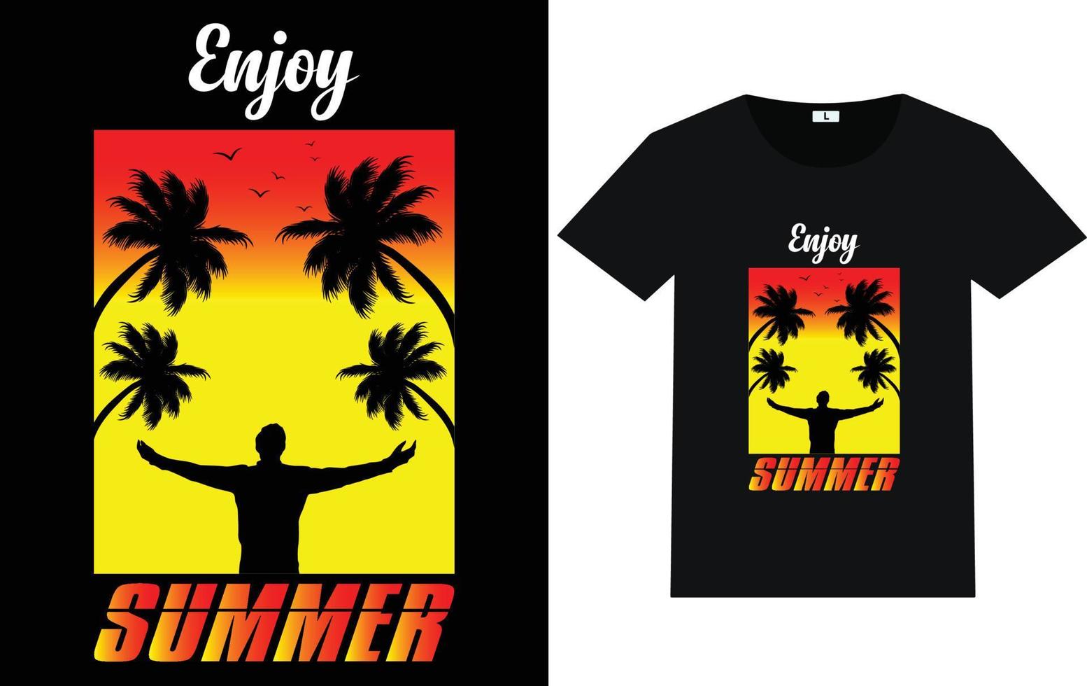 Summer Typography and Graphic T shirt Design vector