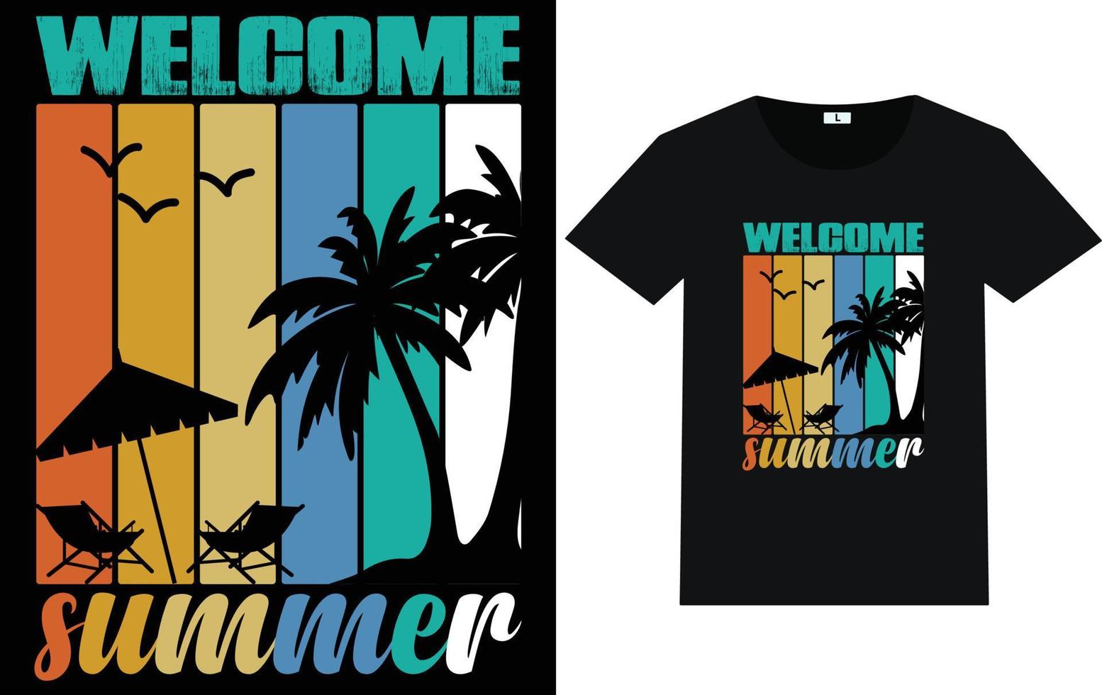 Summer Typography and Graphic T shirt Design vector