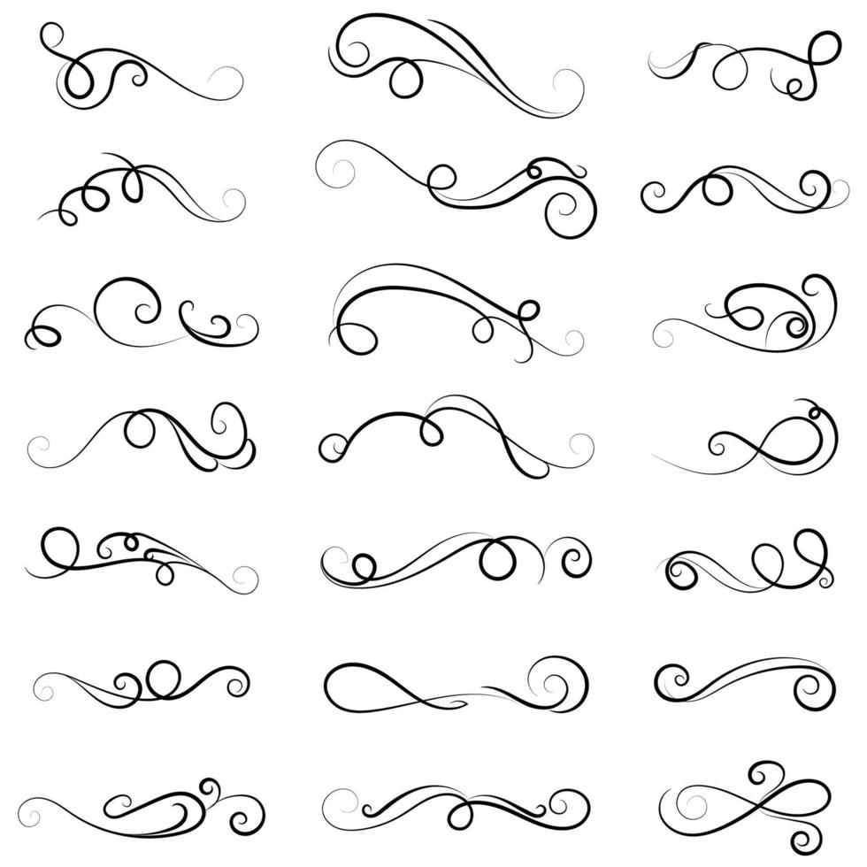 vector illustration set of border calligraphic design elements and dividers decorative, Vintage swirl line