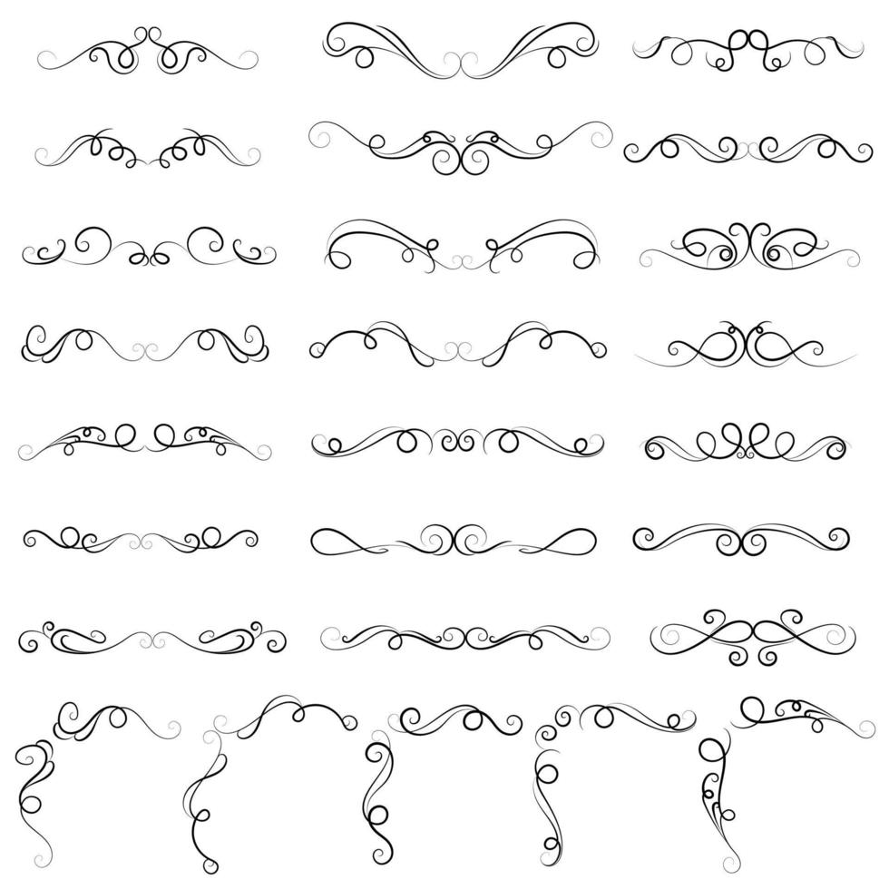 vector illustration set of border calligraphic design elements and dividers decorative, Vintage swirl line