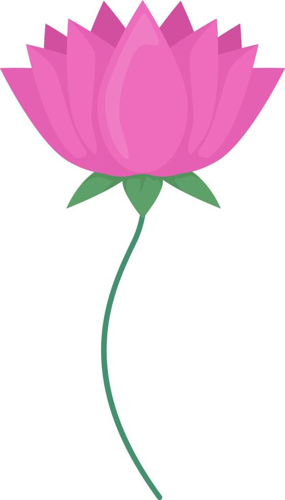 Pink blooming flower semi flat color vector object. Editable element. Full sized item on white. Diwali decoration. Indian lotus simple cartoon style illustration for web graphic design and animation