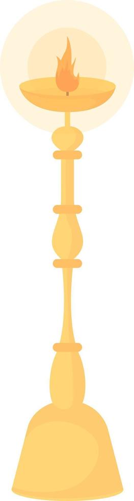 Gold candlestick holder semi flat color vector object. Editable element. Tall candelabra. Full sized item on white. Simple cartoon style illustration for web graphic design and animation