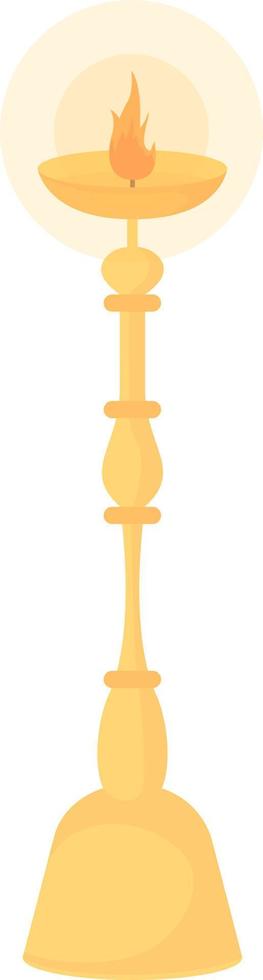 Gold candlestick holder semi flat color vector object. Editable element. Tall candelabra. Full sized item on white. Simple cartoon style illustration for web graphic design and animation