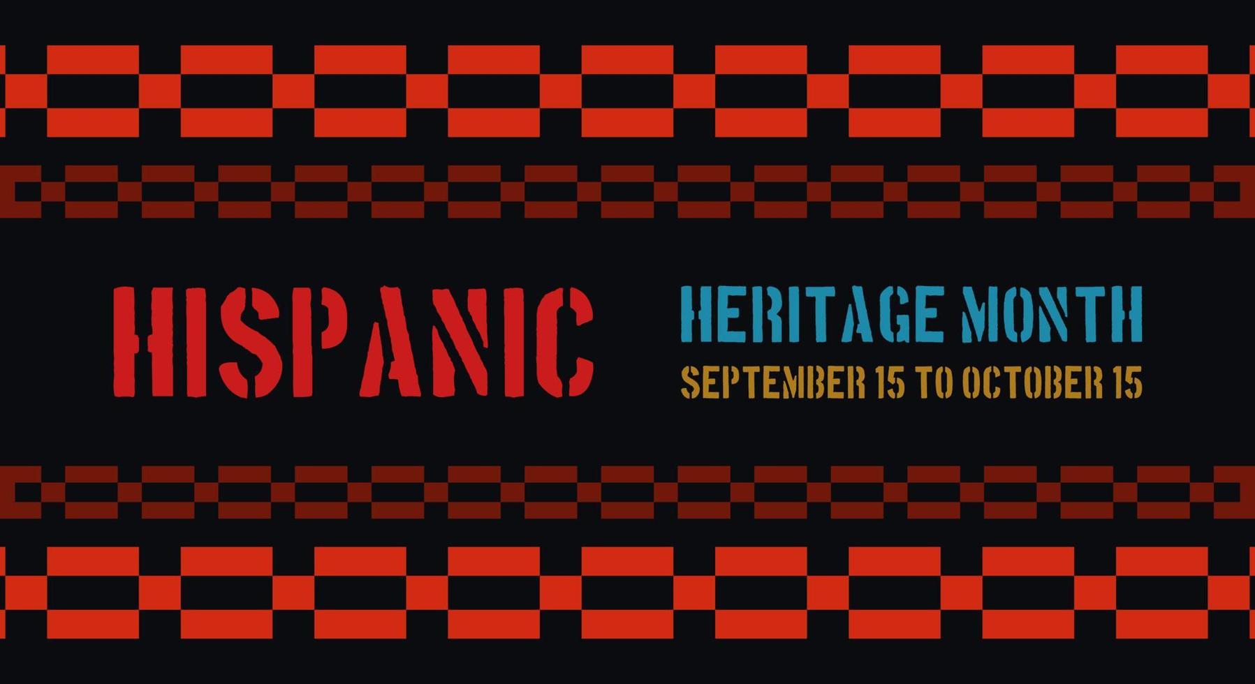 Hispanic heritage month. Abstract ornament background design, retro style with text vector