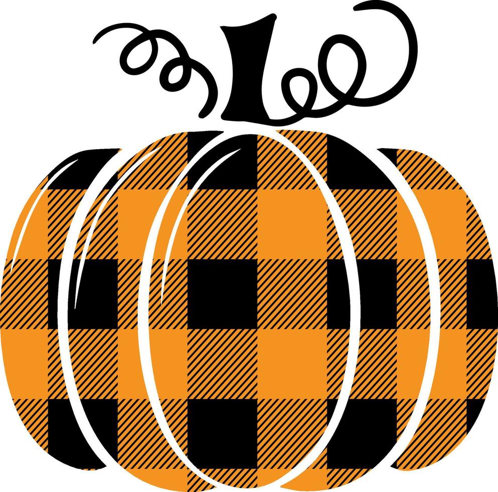 Buffalo plaid pumpkin Svg vector Illustration isolated on white
